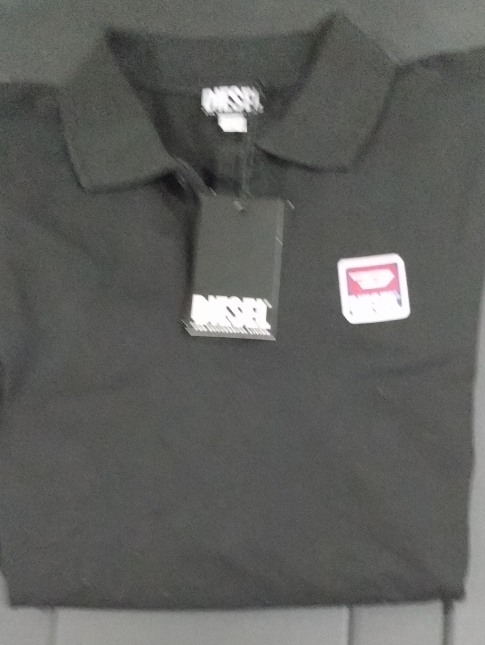 Diesel Black Polo with Contrasting Patch